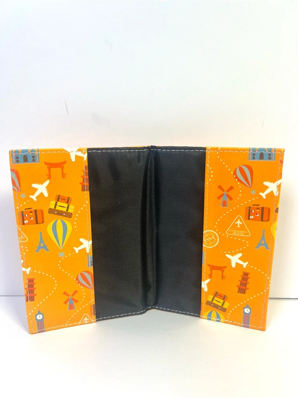 Orange Passport Holder &Metal RFID Card Holder Wallet Travel NWOT